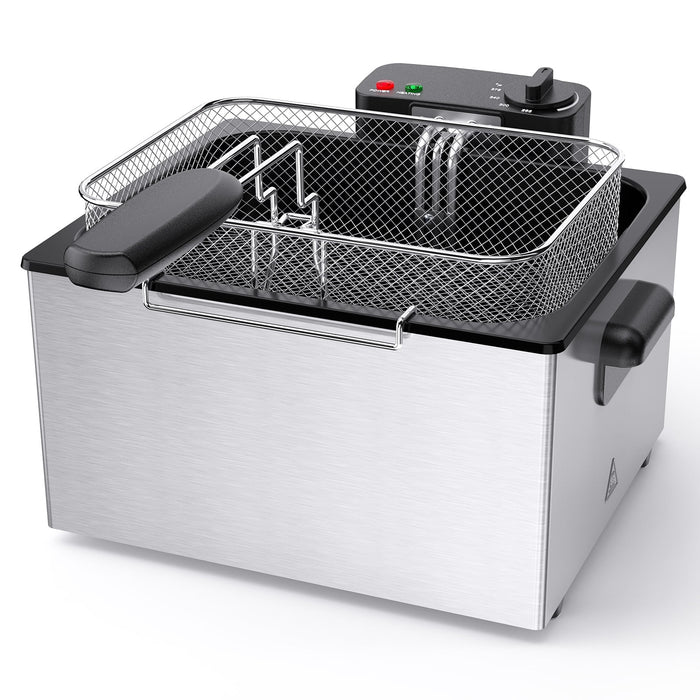Taoset Electric Deep Fryer, 5L Stainless Steel Deep Fryer with Double Baskets for Home Countertop Frying