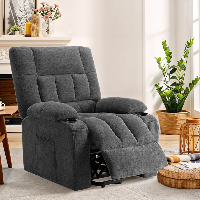Blorly Oversized Recliners , Single Recliner Chairs for Adults, Breathable Fabric Reclining Chair Manual Sofas, Brown