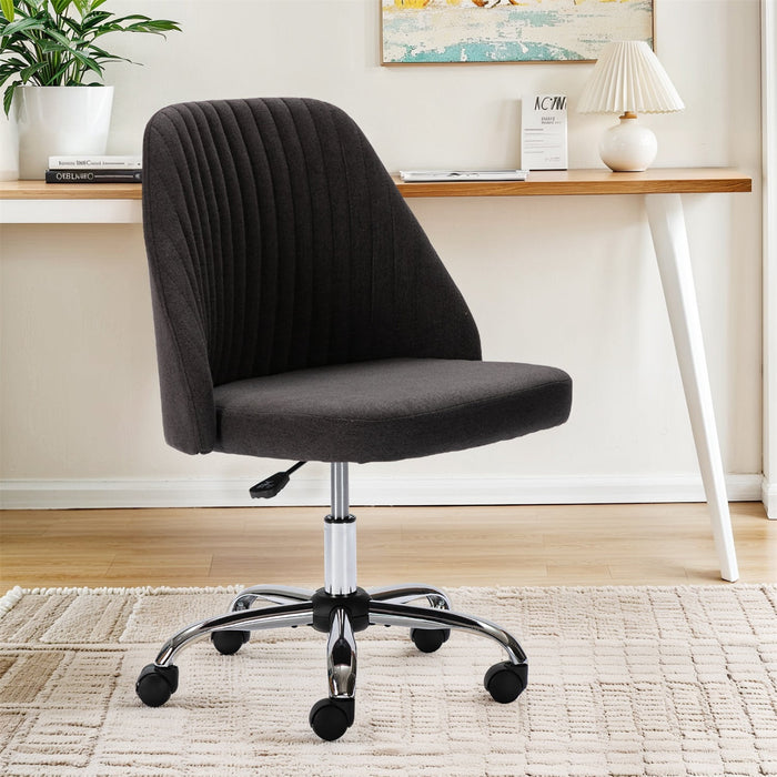 Beddle Home Office Chair, Mid Back Armless Fabric Upholstered Desk Chair with Wheels Adjustable Swivel Vanity Chair for Bedroom,Living Room
