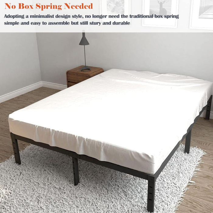 Beddle Metal Bed Frame with Storage Space, Heavy Duty Platform, No Box Spring Needed, Black