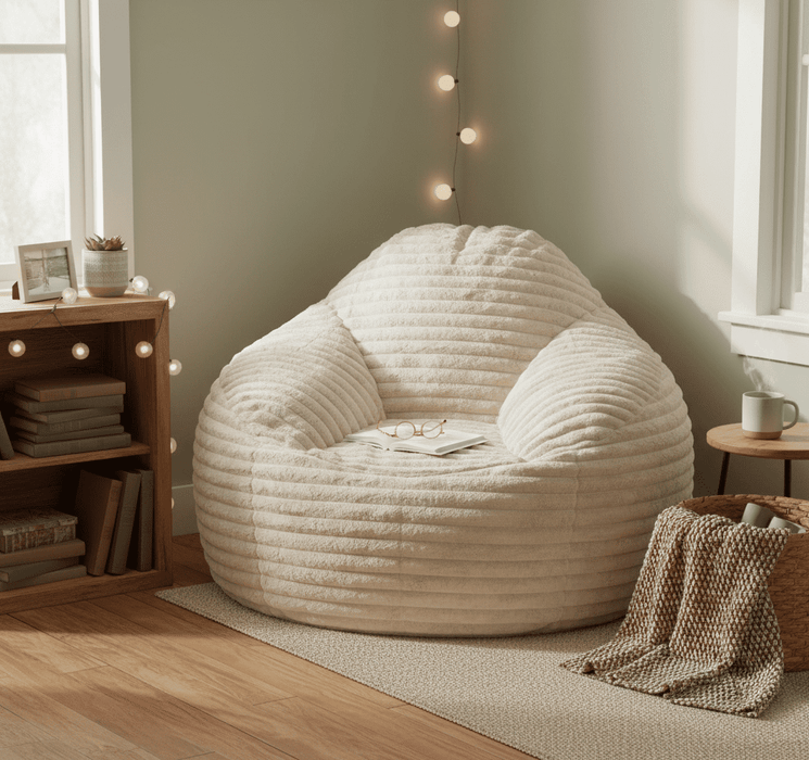 Betcozy Bean Bag Chair, 39 Inch Bean Bag Sofa for Adults, Chair with Memory Foam Filled, Bean Bag Couch with Armrests, Comfy Sofa for Living Room, Bedroom and Dorm, Beige