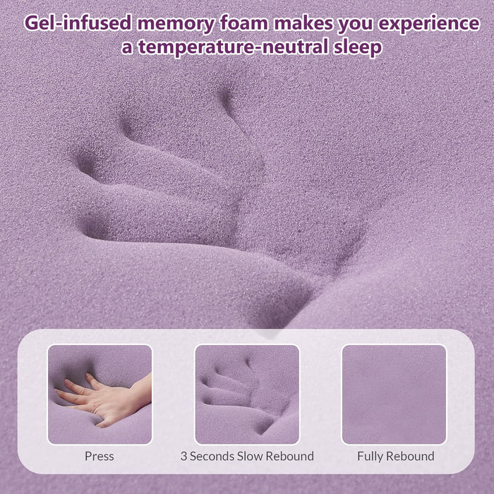 2 Inch Mattress Topper, Gel Memory Foam Egg Crate Bed Topper, CertiPUR-US Certified, Lavender
