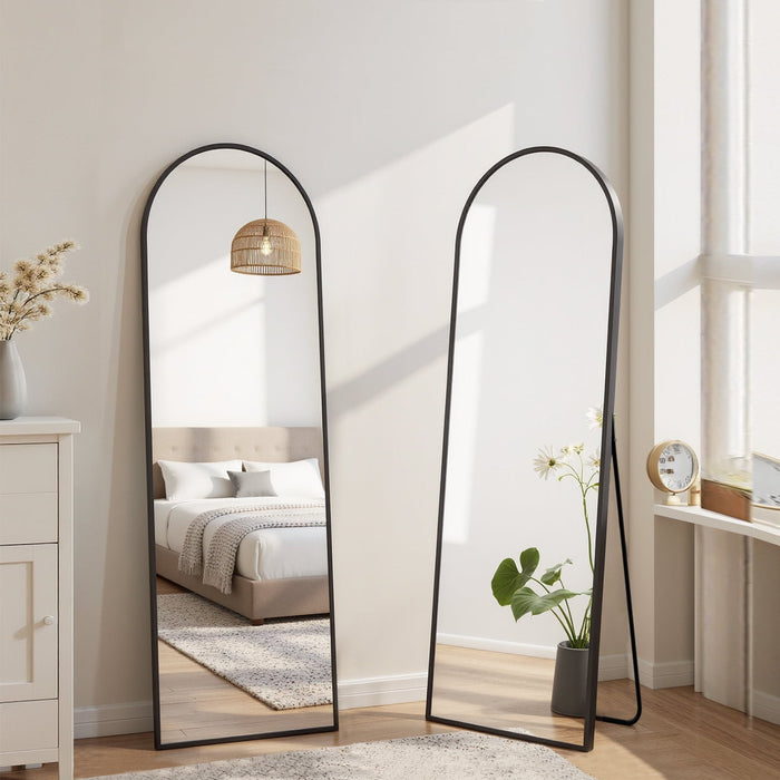 Blorly 59"x16" Arched Full Length Mirror Full Body Mirror Floor Mirror Standing Hanging or Leaning Wall,Black