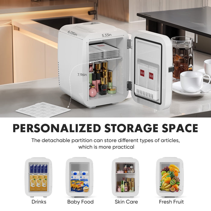 Portable 4L Mini Fridge, Compact 6-Can Cooler for Home, Car, RV, and Outdoors