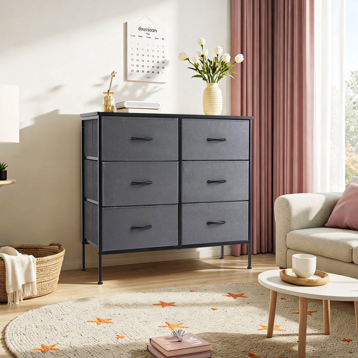 Betcozy 6-Drawer Clothes Dresser Tower, Ideal Master Bedroom Storage & All-Purpose Wardrobe Organizer, Gray