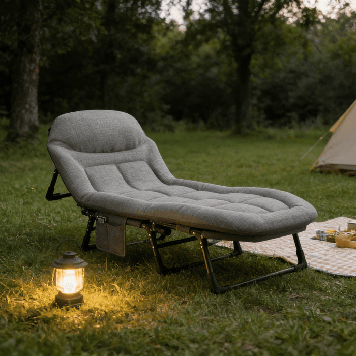 Betcozy Foldable Guest Bed with Mattress, Camping cot, 4-Position Adjustable Reclining Nap Chair for Home Office, Supports 250LBs, Gray