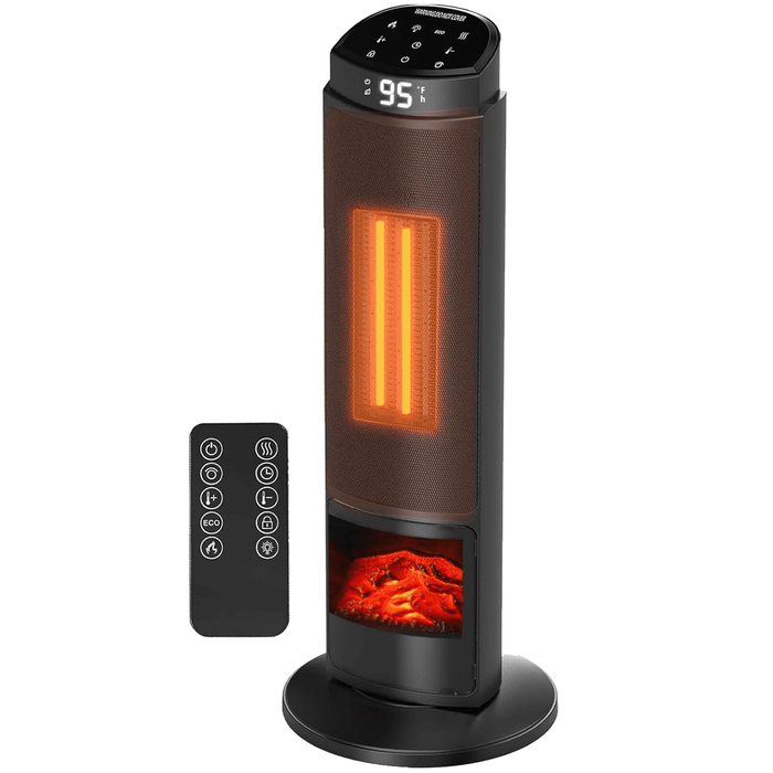 Taoset 23-Inch Portable Ceramic Heater for Bedroom, Office - 1500W Fast Heating with Remote Control, Black