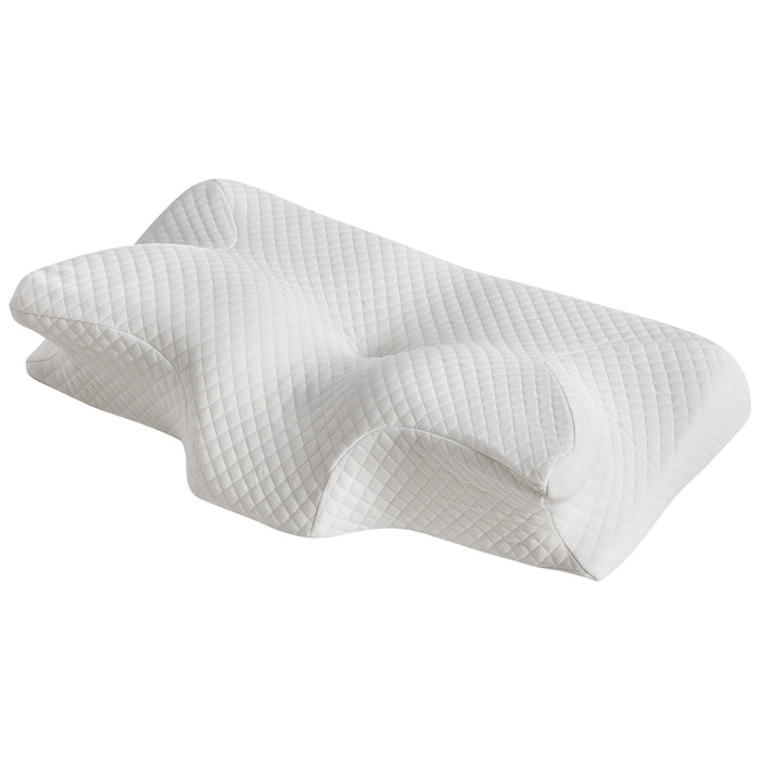 Betcozy 4.5" Height Neck pillow, Ergonomic Memory Foam Bed Pillow for Necks' and Shoulders' Pain Relieve, for Side, Back, Or Stomach Sleepers, White