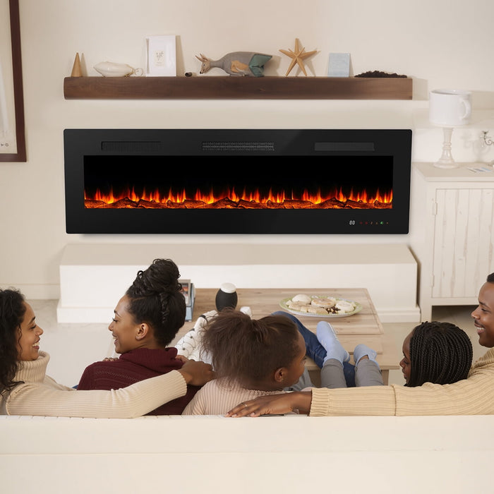 Simenmax 36'' Electactic Fireplace,1500W Wall Mounted Recessed Electric Fireplace,Touch Screen & Remote Control,Ultra Thin & Low Noise for Living Room, Bedroom, Office