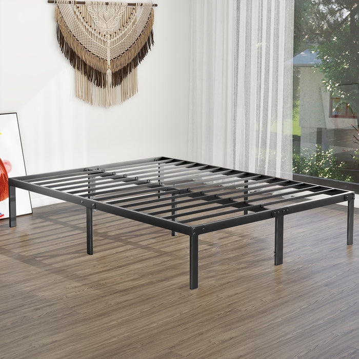 Blorly King Size Platform , Black Heavy Duty Metal Bed Frame with Under Bed Storage Space