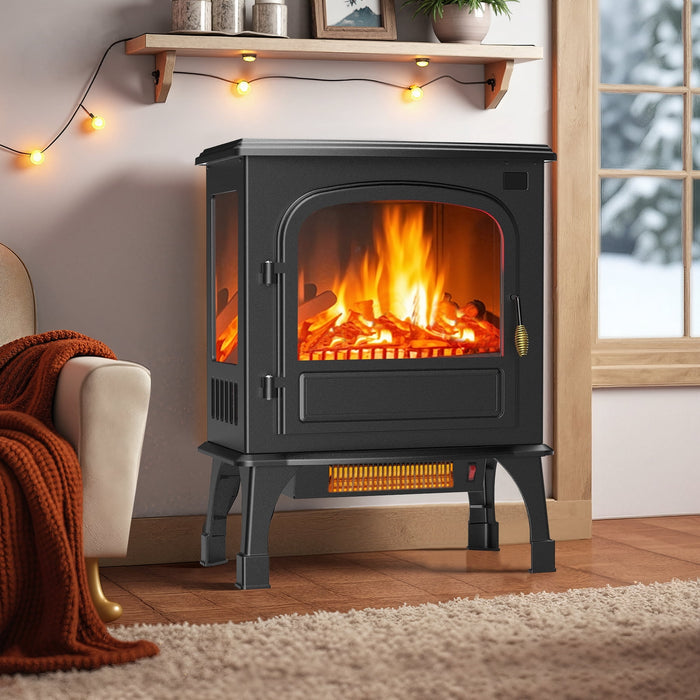 Betcozy Electric Fireplace Heater, 26" Fireplace Heater, Adjustable Flame with Rotary Knob, Freestanding for Living Room, Bedroom, 1500W/750W