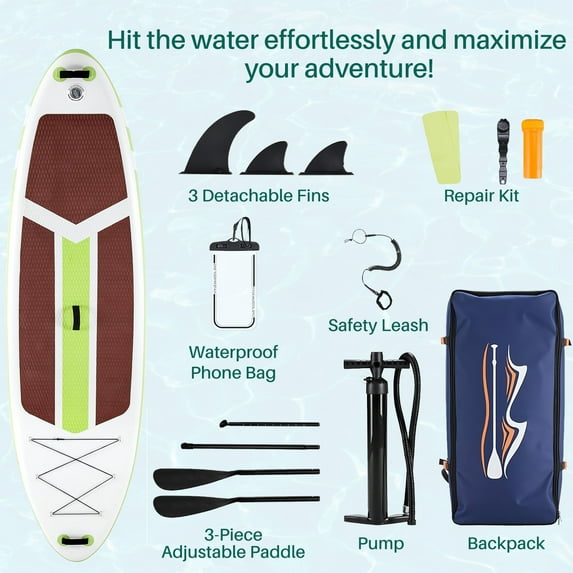 Betcozy Inflatable Stand Up Paddle Board, 2-in-1 Paddle with Premium SUP Paddleboard Accessories, Stable & Non-Slip Deck for Adults & Youth of All Skill Levels, Green