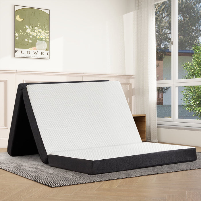 Taoset 4 inch Foldable Memory Foam Mattress Single Size, CertiPUR-US Certified - Tri-Fold Design with Removable Cover