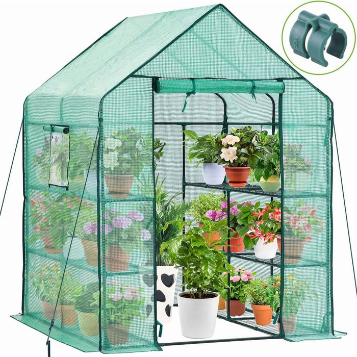 Simenmax 56'' Walk-in Greenhouse, Heavy-Duty PVC Cover with Screen Windows, Portable Outdoor Plant House for Gardening, Green
