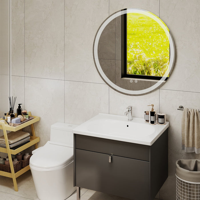 Blorly Bathroom Mirror with LED Light, 28 inch Round Circle Vanity Wall Mirror for Living Room, Bedroom