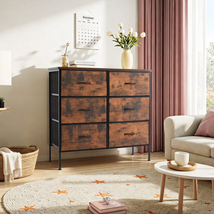 Betcozy 6-Drawer Clothes Dresser Tower, Ideal Master Bedroom Storage & All-Purpose Wardrobe Organizer, Rust