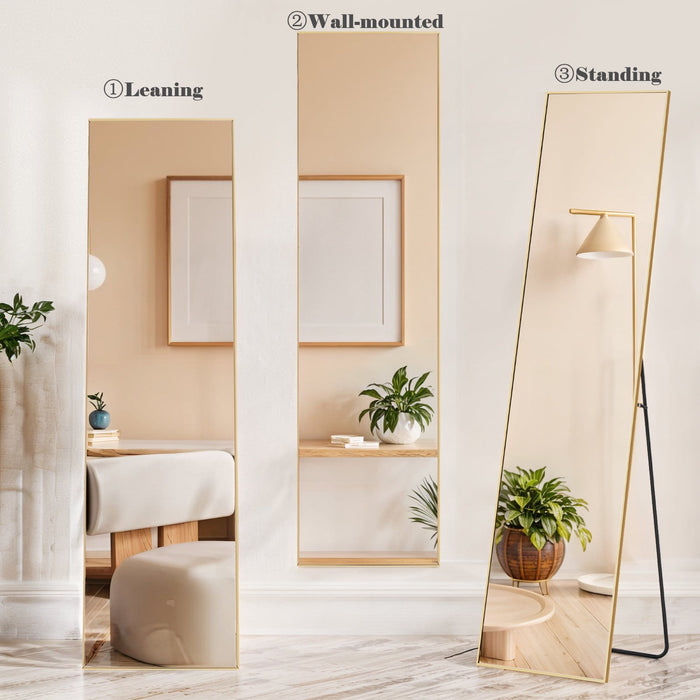 Smiaoer Floor Mirror for Standing, Leaning, or Hanging in Bedroom, Living Room, or Entryway