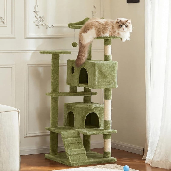 Bigleap 54" Multi-Level Cat Tree Tower for Indoor Cats,Green with Scratching Posts & Condo