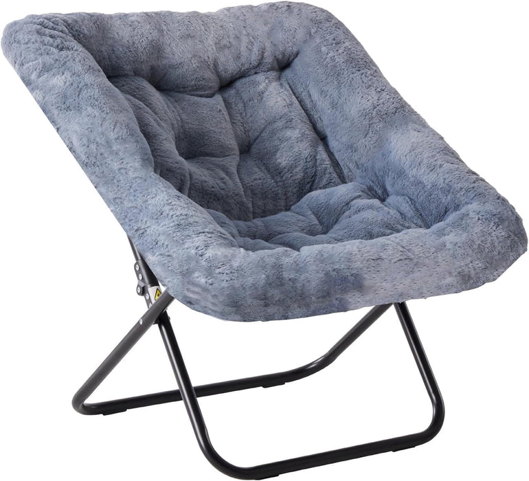 Simenmax Foldable Faux Fur Lounge Chair – 450 lbs Capacity, Soft Comfy Couch for Bedroom, Dorm, Living Room, Grey