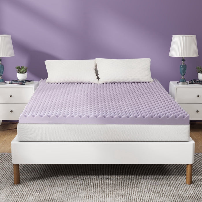 2 Inch Queen Size Mattress Topper, Gel Memory Foam Egg Crate Bed Topper, CertiPUR-US Certified, Lavender