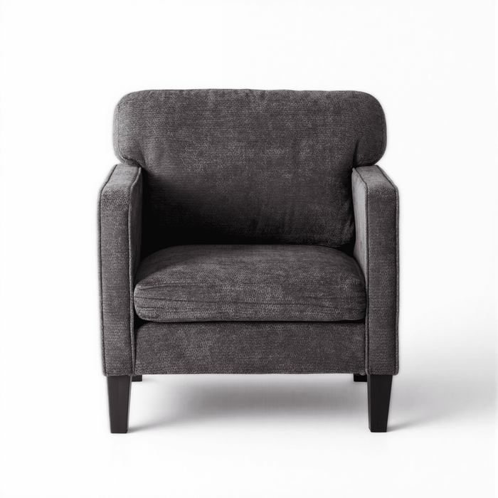 Wide Accent Chair, Upholstered Lounge Chair, Mid-Century Modern Style, 300 lb Capacity, Solid Wood Feet, Gray