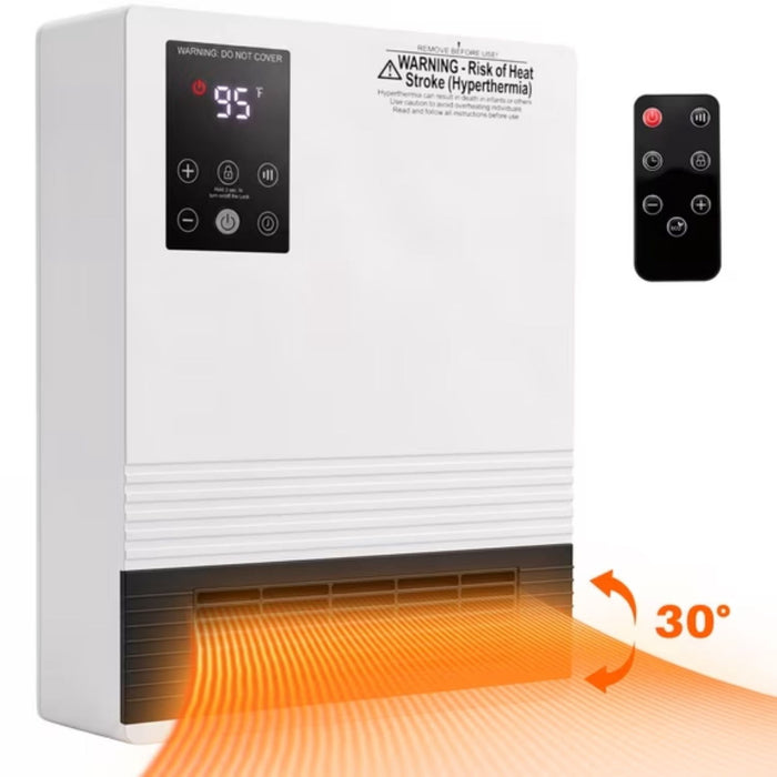 Taoset Wall Mounted Space Heater for Indoor Use, 1500W Electric Heater with Thermostat, Remote Control, 161 Sq.Ft, White