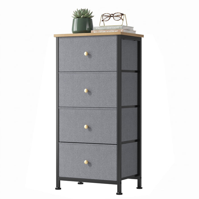 Betcozy Dresser, Storage Organizer with 4 Drawers for Bedroom, Chest of Drawers with Fabric Bins, Sturdy Metal Frame, Wood Tabletop for Guest Room, Closet, Entryway, Nursery, Blue