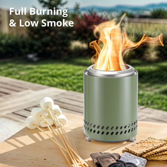TINKLE WELL TINKLE WELL Small Tabletop Fire Pit, Smokeless Stainless Steel Firepit with Bag, Green