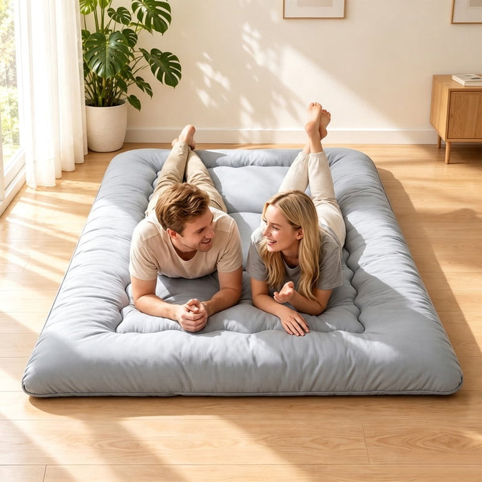 Nextay Full Size Floor Mattress â€?5-Layer Foldable Tatami Sleeping Pad, Medium Firm Portable Guest Bed with Washable Cover for Camping, Dorm & Home, Gray