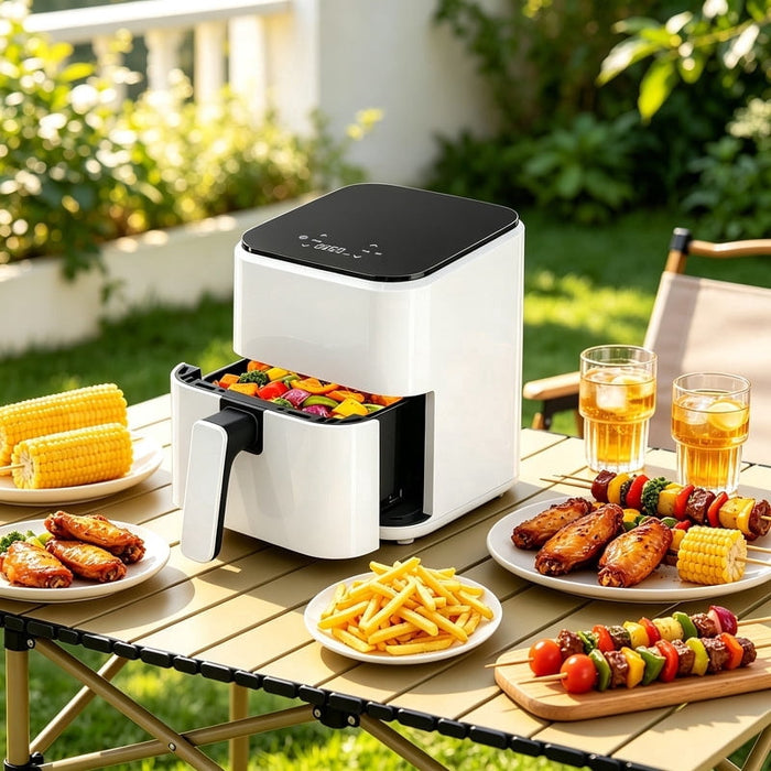 Taoset 3.17 QT Air Fryer, Digital Touch Panel and Timer with Built-in Cooking Guide, MAX 400鈩?for Golden Crispy, Healthy Low Oil, Fast 360掳 Hot Air Circulation, Auto Power-Off Protection, White