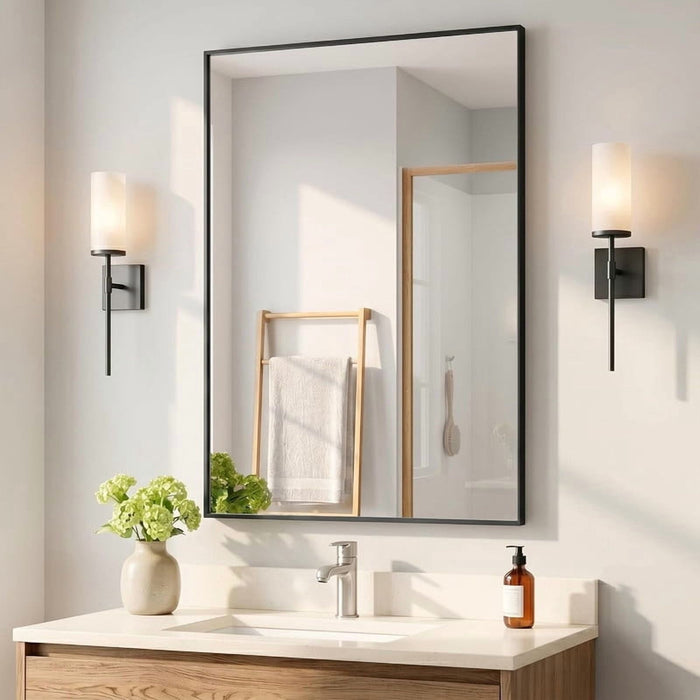 Simenmax Bathroom Vanity Mirror, 36"x30" Black Bathroom Mirror, Wall Mirrors with Aluminum Metal Frame for Bathroom, Vanity, Bathroom.