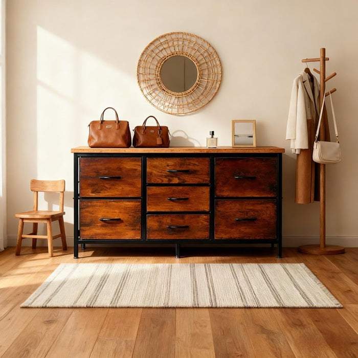 Betcozy 7-Drawer Storage Dresser, TV Stand with Storage, Organize Cabinet for Living room, Entry Way, Office, Brown