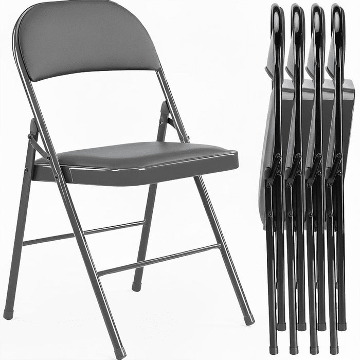 Blorly Folding Chair, 6 Pack Metal Padded Chairs for Outdoor & Indoor, Events Office Wedding Party, 330lbs Capacity, Gray