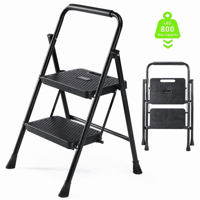 Blorly Portable Ladder, Foldable 2-Step Stool with 20" Wide Non-Slip Pedal, Lightweight and Heavy duty, Hold up to 800lbs