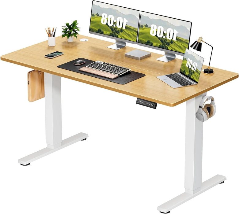 Taoset Electric Standing Desk 48x24 Inch - Height Adjustable Desk with Memory Presets, Nature