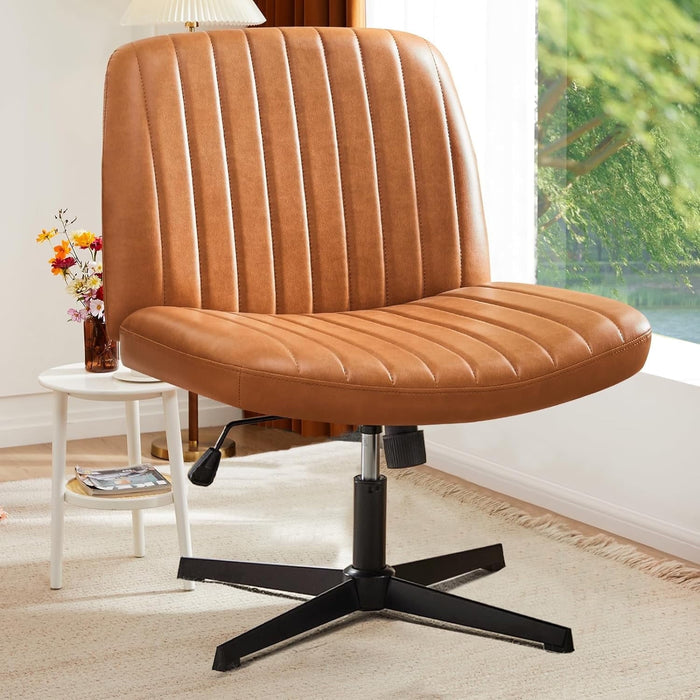 Blorly Office Desk Chair, Modern Cute Rolling Vanity Swivel Task Chairs with Wheels, Comfortable Back Seat for Home, Bedrooms, Office, Study, Student, Adults, Make-up, Dressing Room,Brown