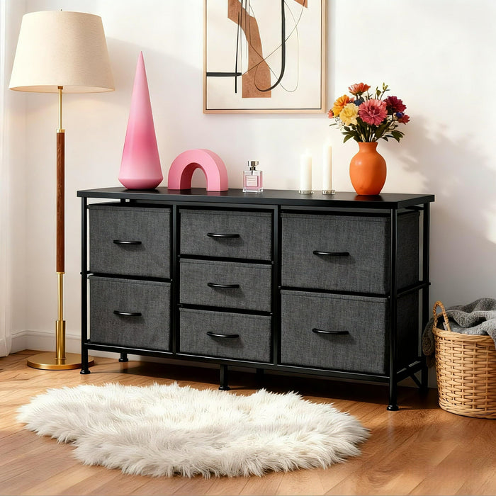 Betcozy 7-Drawer Storage Dresser, TV Stand with Storage, Organize Cabinet for Living room, Entry Way, Office, Gray
