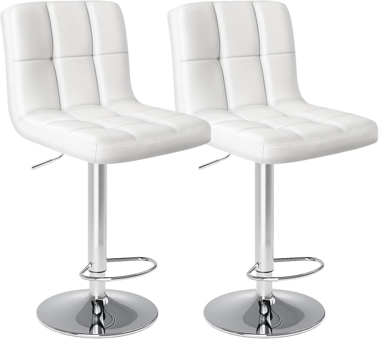 Nextay Bar Stools Set of 2, Adjustable Swivel PU Leather Barstools with Backrest, Armless Kitchen Counter Height Chairs with Footrest, Modern Island Stools for Dining Room or Home Bar