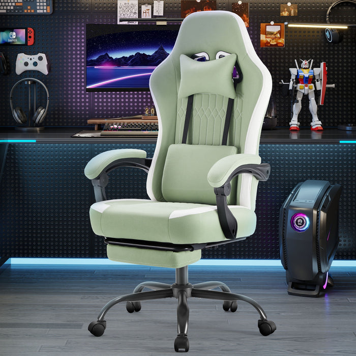 Betcozy Gaming Chair, Ergonomic Computer Chair with Footrest, Lumbar Support, Headrest, Comfy Seating with thicken cushion, Green
