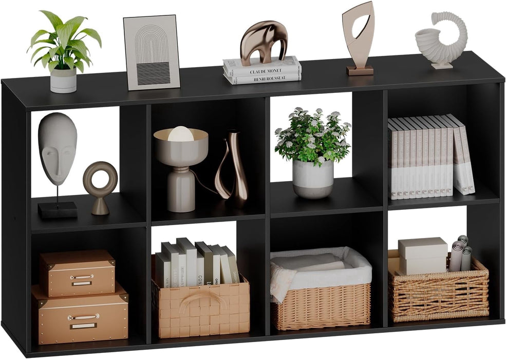 Taoset Black Cube Storage Unit, 4-tier Bookcase with 8 Cube Storage Unit, Open Display Bookcase with Removable Back Panels for Living Room, Home Office, Bedroom,