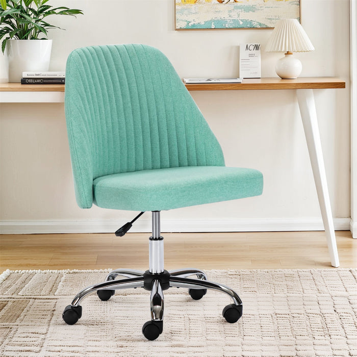 Beddle Home Office Chair, Mid Back Armless Fabric Upholstered Desk Chair with Wheels Adjustable Swivel Vanity Chair for Bedroom,Living Room