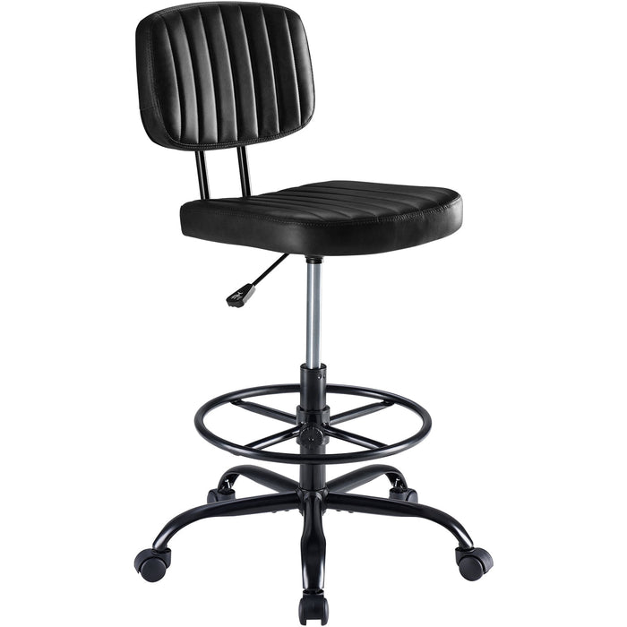 Taoset Drafting Chair with Adjustable Foot Ring, Tall Swivel Task Chair for Standing Desk, Armless Rolling Office Stool for Studio & Salon, Black