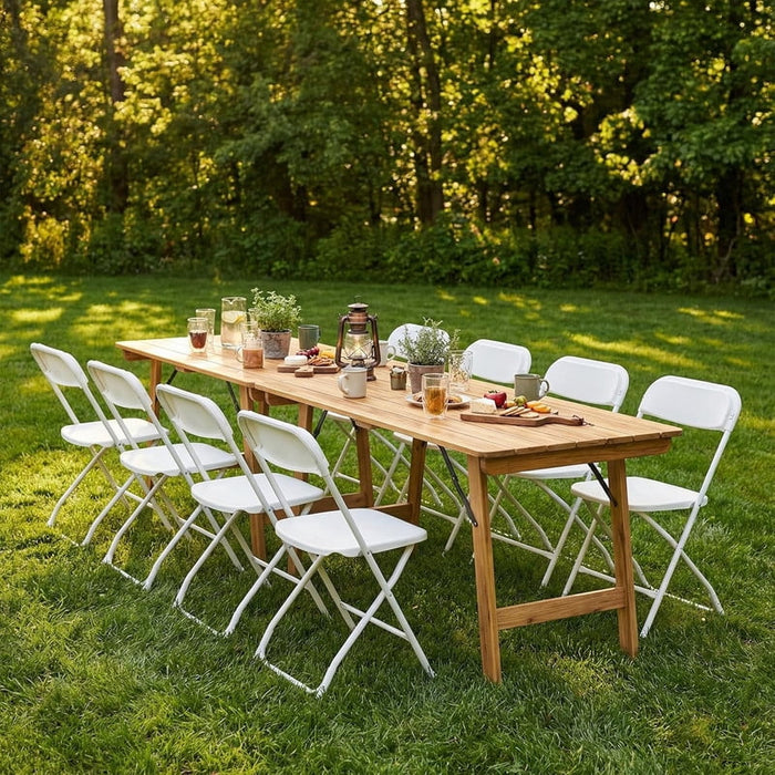 Bigleap 10-Pack Heavy Duty Folding Chairs – Ergonomic Plastic Dining Chairs with Back Support, Portable for Home, Office, Conference, Wedding, Patio, Garden, Camping, White