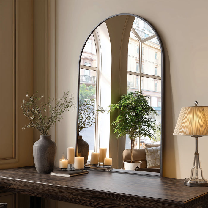 Simenmax 20''x30'' Arched Mirror, Wall Mounted Mirror Bathroom Mirror for Bathroom, Bedroom, Entryway, Living Room Wall Decor,Black