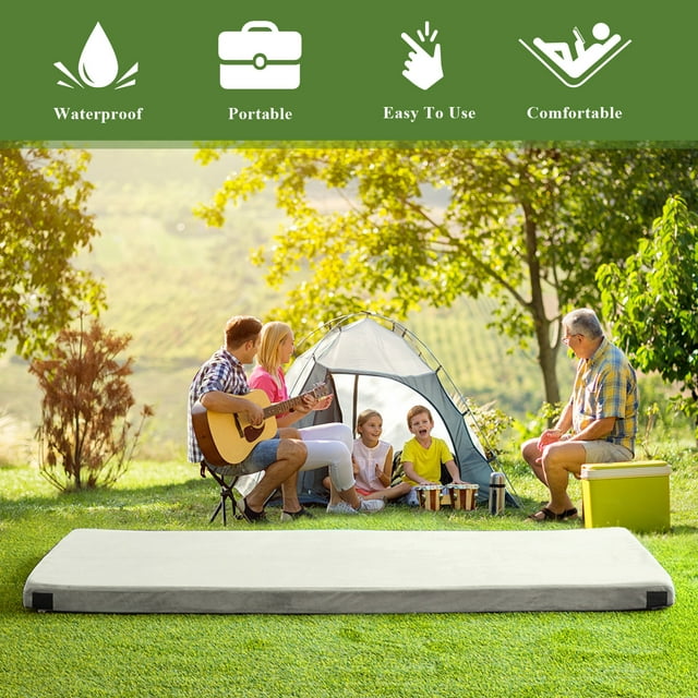 2.5 inch Memory Foam Sleeping Pad Camping Mattress,Portable Roll up Sleeping Mat, Waterproof