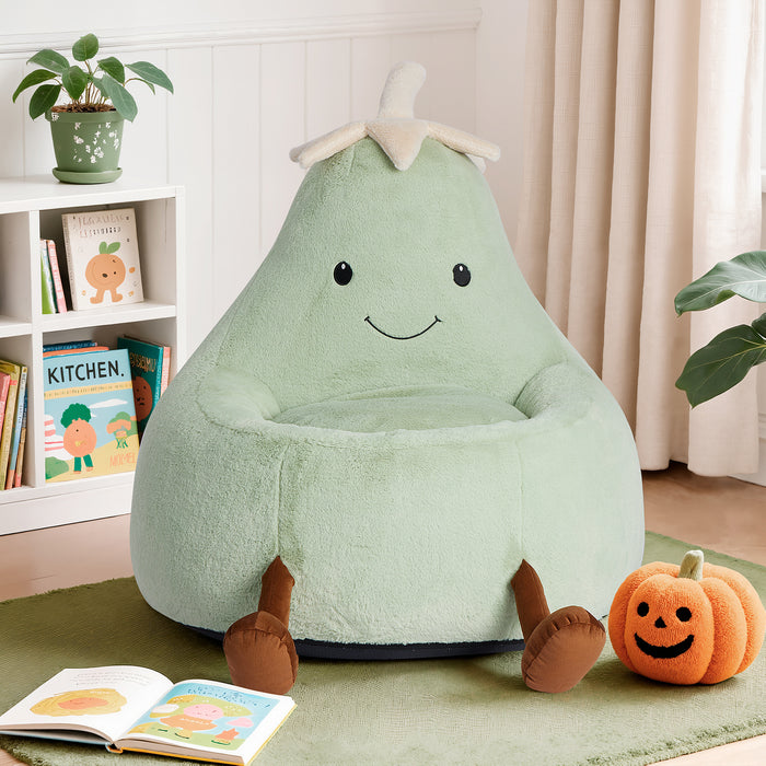 Simenmax 31'' Bean Bag Chair, Plush Rabbit Fur L-Shape Lounger, Washable Stuffed Sofa for Living Room, Bedroom & Reading Nook,Green