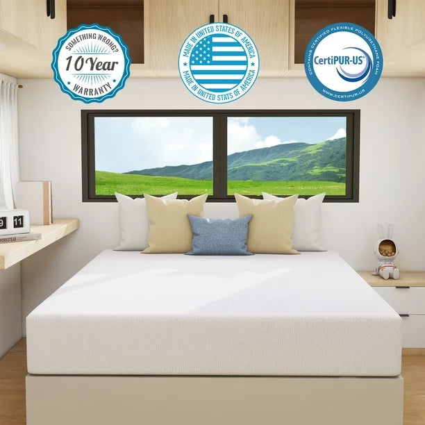 10 inch King Size Mattress for RVs, Cooling Memory Foam Mattress, Campers Trailers Mattress in a box, CertiPUR-US Certified, Made in USA