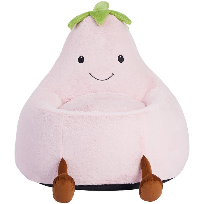 Simenmax 24'' Bean Bag Chair, Plush Rabbit Fur L-Shape Lounger, Washable Stuffed Sofa for Living Room, Bedroom & Reading Nook,Pink