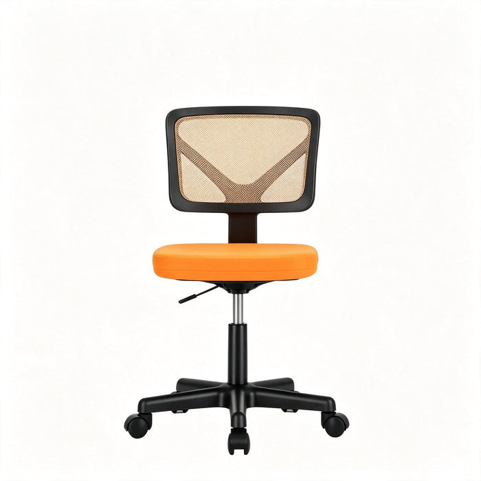 Taoset Mesh Task Office Chair, Armless Height Adjustable Swivel Computer Desk Chair, Orange