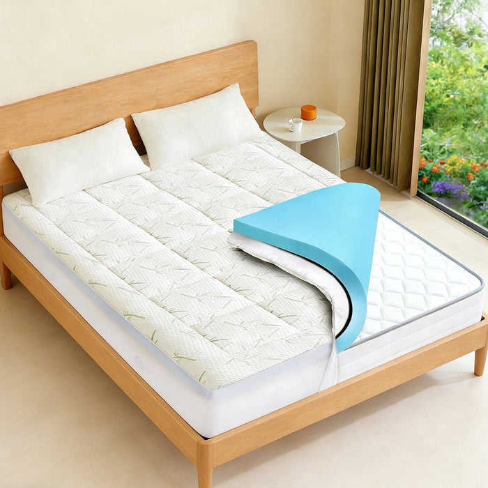 Nextay Dual-Layer Mattress Topper Gel Memory Foam Pressure Relief with Removable Soft Cover for Bedroom, RV, Camper, California King Size